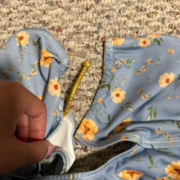 NWT Aqua x Kristopher Brock Floral Blue One Piece Swimsuit- Size Medium - Picture 9 of 10